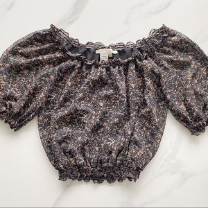 Boho style brown and black blouse off shoulder